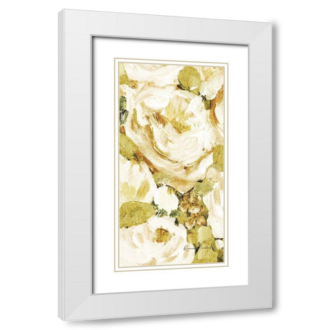 Golden Glitter Roses No. 1 White Modern Wood Framed Art Print with Double Matting by Murdock, Ramona