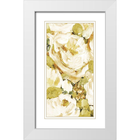 Golden Glitter Roses No. 1 White Modern Wood Framed Art Print with Double Matting by Murdock, Ramona