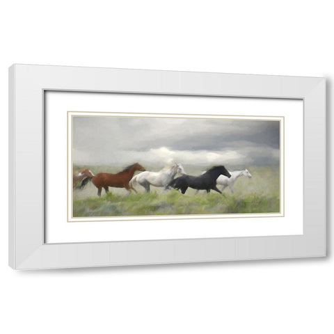 Mustang Herd I White Modern Wood Framed Art Print with Double Matting by Murdock, Ramona