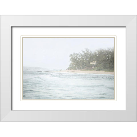 Misty Beach Walk White Modern Wood Framed Art Print with Double Matting by Murdock, Ramona