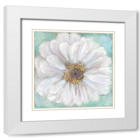 Zinnia V White Modern Wood Framed Art Print with Double Matting by Murdock, Ramona
