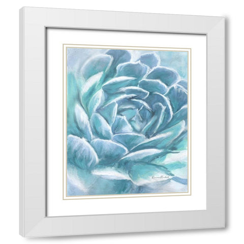Aqua Succulent White Modern Wood Framed Art Print with Double Matting by Murdock, Ramona