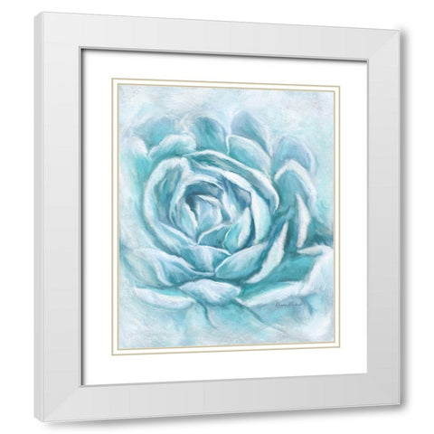 Aqua Succulent II White Modern Wood Framed Art Print with Double Matting by Murdock, Ramona