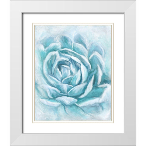 Aqua Succulent II White Modern Wood Framed Art Print with Double Matting by Murdock, Ramona