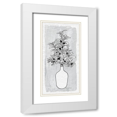 Olive Branch Vase White Modern Wood Framed Art Print with Double Matting by Murdock, Ramona