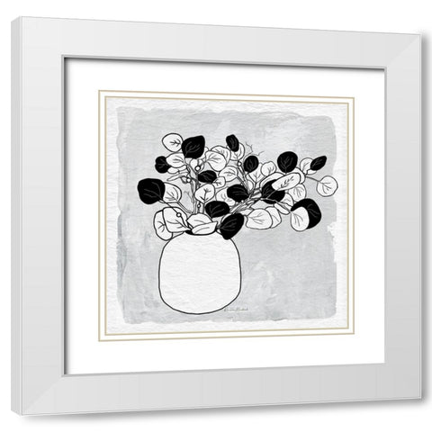 Ginkgo Branches II White Modern Wood Framed Art Print with Double Matting by Murdock, Ramona