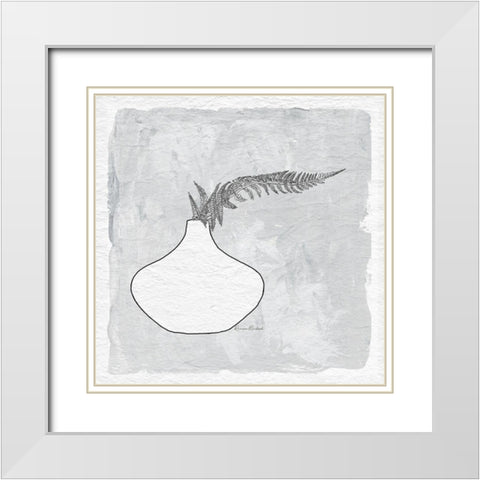 Fern in Vase II White Modern Wood Framed Art Print with Double Matting by Murdock, Ramona