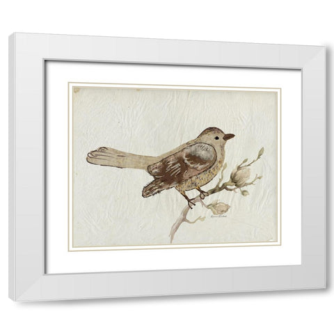Bird Study No. 3 White Modern Wood Framed Art Print with Double Matting by Murdock, Ramona