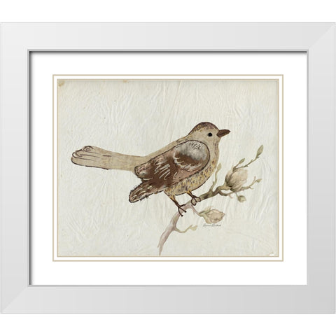 Bird Study No. 3 White Modern Wood Framed Art Print with Double Matting by Murdock, Ramona
