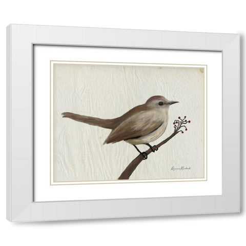 Mockingbird Medley II White Modern Wood Framed Art Print with Double Matting by Murdock, Ramona