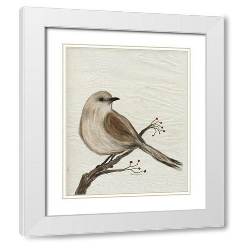 Mockingbird Medley III White Modern Wood Framed Art Print with Double Matting by Murdock, Ramona