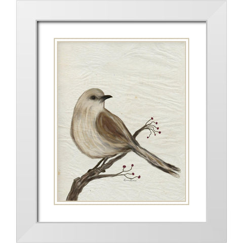 Mockingbird Medley III White Modern Wood Framed Art Print with Double Matting by Murdock, Ramona