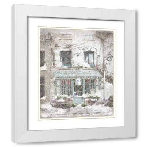 Christmas in Paris White Modern Wood Framed Art Print with Double Matting by Murdock, Ramona