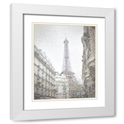 Eiffel Tower Holiday White Modern Wood Framed Art Print with Double Matting by Murdock, Ramona