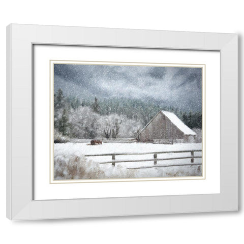 Christmas at the Ranch White Modern Wood Framed Art Print with Double Matting by Murdock, Ramona