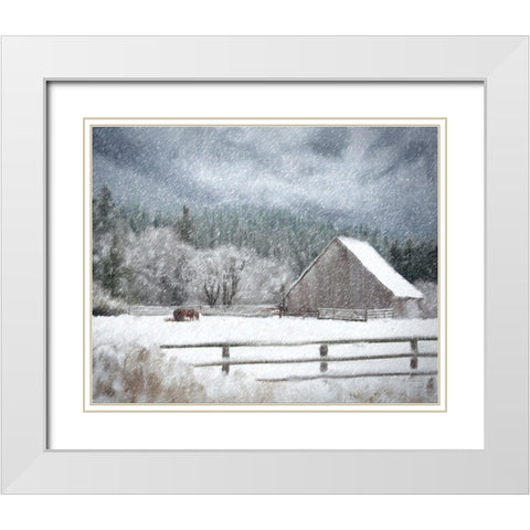 Christmas at the Ranch White Modern Wood Framed Art Print with Double Matting by Murdock, Ramona