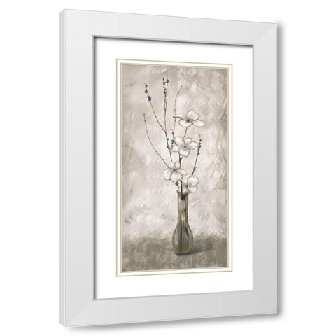 Simplicity Floral White Modern Wood Framed Art Print with Double Matting by Murdock, Ramona
