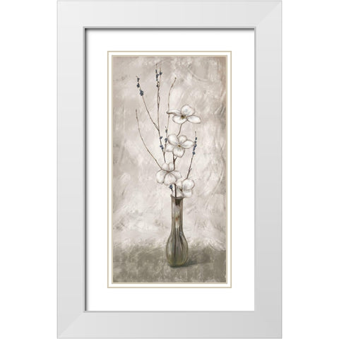 Simplicity Floral White Modern Wood Framed Art Print with Double Matting by Murdock, Ramona