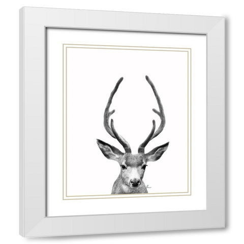 The Majestic Deer II White Modern Wood Framed Art Print with Double Matting by Murdock, Ramona