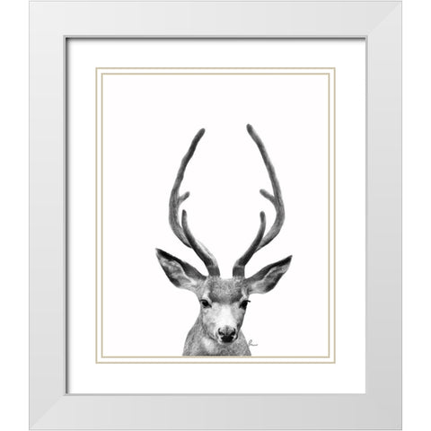 The Majestic Deer II White Modern Wood Framed Art Print with Double Matting by Murdock, Ramona