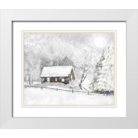Christmas Cabin I White Modern Wood Framed Art Print with Double Matting by Murdock, Ramona