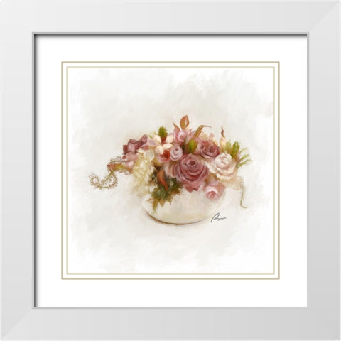 Rose Bowl White Modern Wood Framed Art Print with Double Matting by Murdock, Ramona