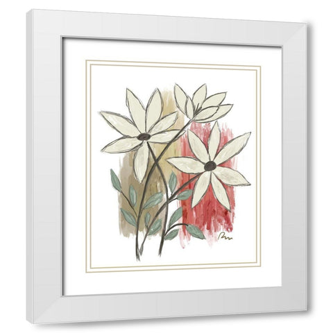 Patchwork Floral II White Modern Wood Framed Art Print with Double Matting by Murdock, Ramona