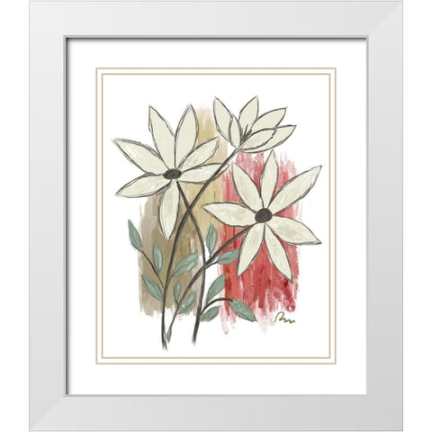 Patchwork Floral II White Modern Wood Framed Art Print with Double Matting by Murdock, Ramona