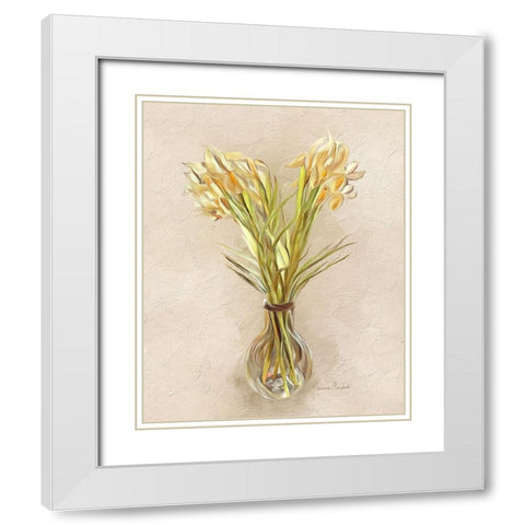 Glass of Iris White Modern Wood Framed Art Print with Double Matting by Murdock, Ramona