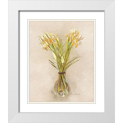 Glass of Iris White Modern Wood Framed Art Print with Double Matting by Murdock, Ramona