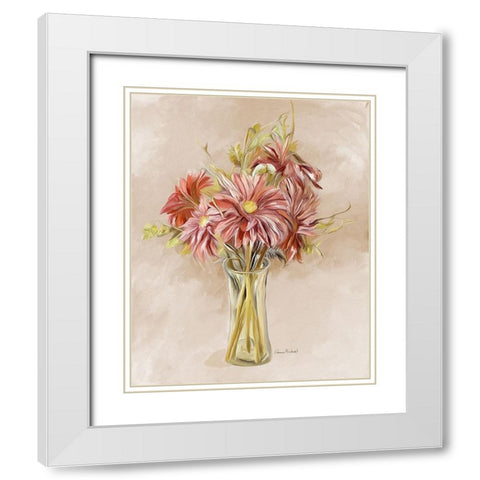 Glass of Mums White Modern Wood Framed Art Print with Double Matting by Murdock, Ramona