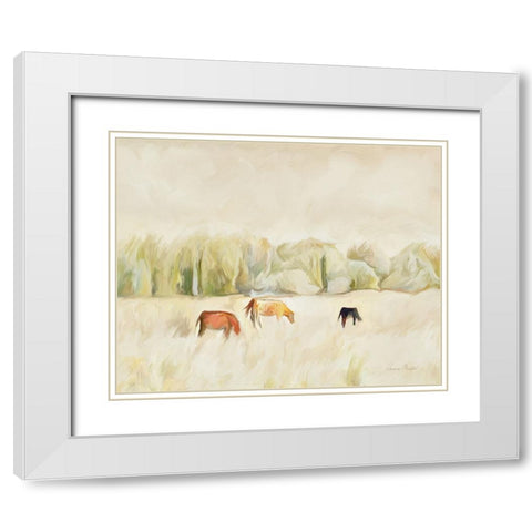 Grazing Cows White Modern Wood Framed Art Print with Double Matting by Murdock, Ramona