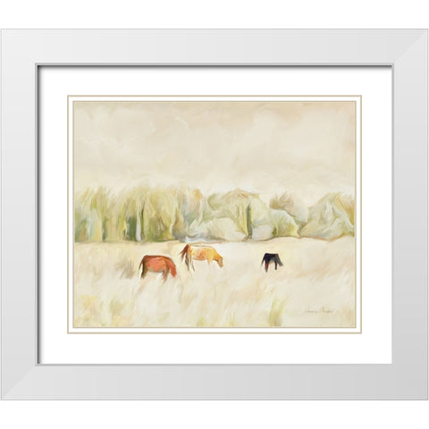 Grazing Cows White Modern Wood Framed Art Print with Double Matting by Murdock, Ramona