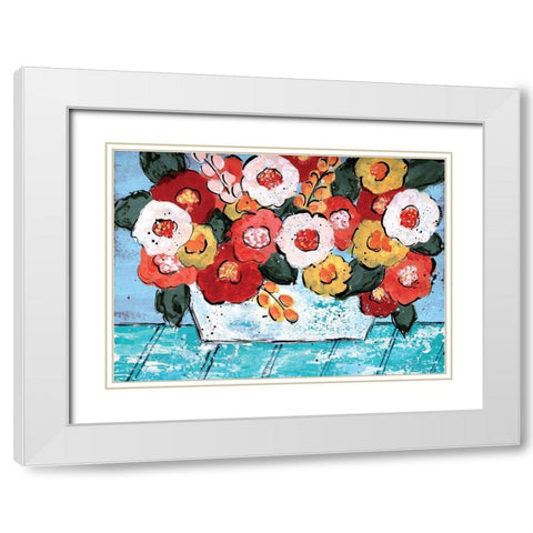 Fall Table White Modern Wood Framed Art Print with Double Matting by Allemand, Sue