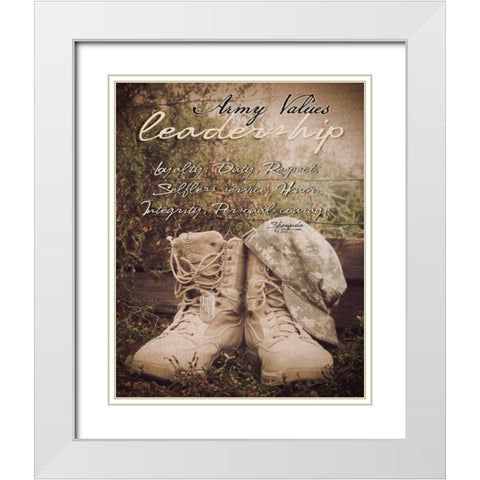 Army Values White Modern Wood Framed Art Print with Double Matting by Eva, Shawnda