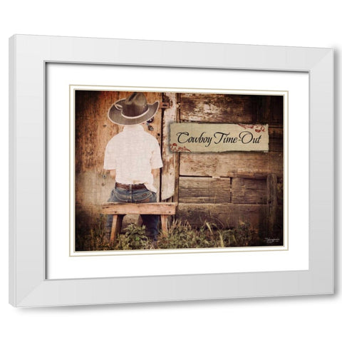 Cowboy Time Out White Modern Wood Framed Art Print with Double Matting by Eva, Shawnda