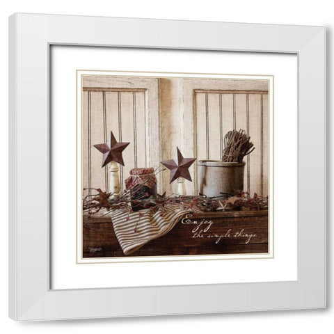 Enjoy the Simple Things White Modern Wood Framed Art Print with Double Matting by Eva, Shawnda