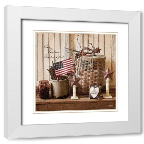 God Bless America White Modern Wood Framed Art Print with Double Matting by Eva, Shawnda