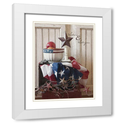 Stars and Stripes White Modern Wood Framed Art Print with Double Matting by Eva, Shawnda