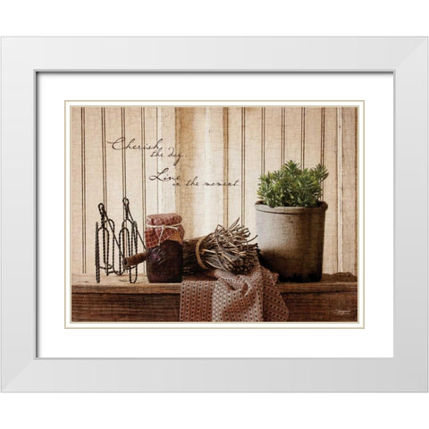 Cherish the Day White Modern Wood Framed Art Print with Double Matting by Eva, Shawnda