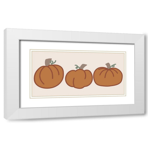 Pumpkins White Modern Wood Framed Art Print with Double Matting by Dicks, Stephanie