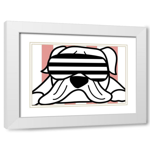 Frenchie in Glasses White Modern Wood Framed Art Print with Double Matting by Dicks, Stephanie