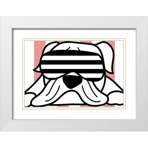 Frenchie in Glasses White Modern Wood Framed Art Print with Double Matting by Dicks, Stephanie