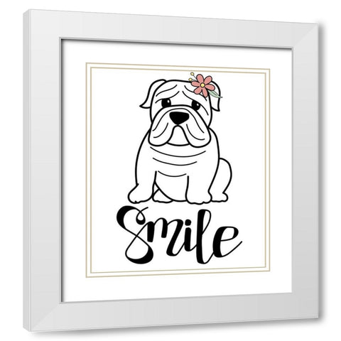 Frenchie Smile White Modern Wood Framed Art Print with Double Matting by Dicks, Stephanie