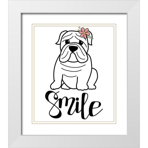 Frenchie Smile White Modern Wood Framed Art Print with Double Matting by Dicks, Stephanie