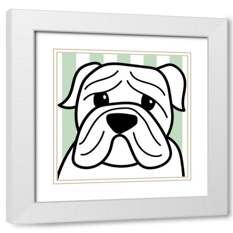 Frenchie White Modern Wood Framed Art Print with Double Matting by Dicks, Stephanie