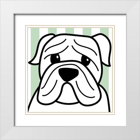 Frenchie White Modern Wood Framed Art Print with Double Matting by Dicks, Stephanie