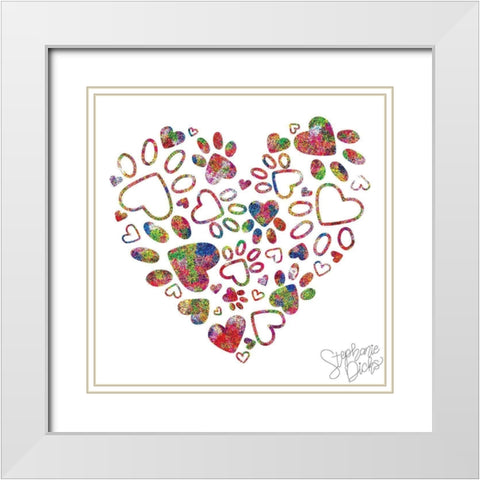 Hearts and Paws II White Modern Wood Framed Art Print with Double Matting by Dicks, Stephanie