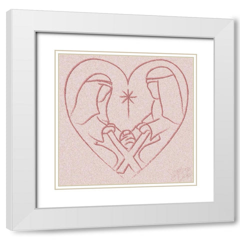 Blush Nativity White Modern Wood Framed Art Print with Double Matting by Dicks, Stephanie
