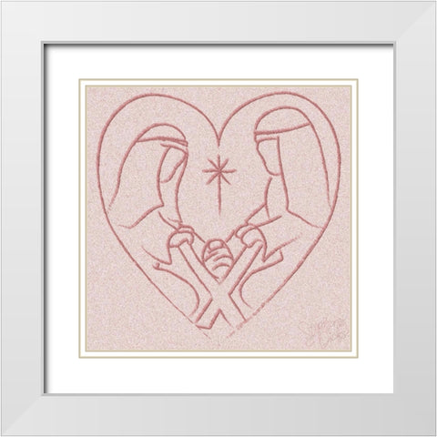 Blush Nativity White Modern Wood Framed Art Print with Double Matting by Dicks, Stephanie